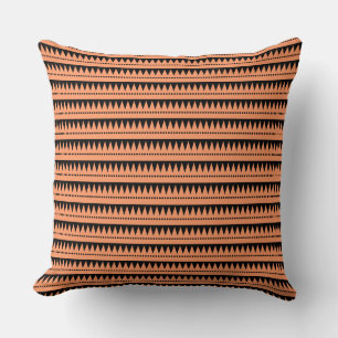 Aztec Mountains - Peach on Black Cushion
