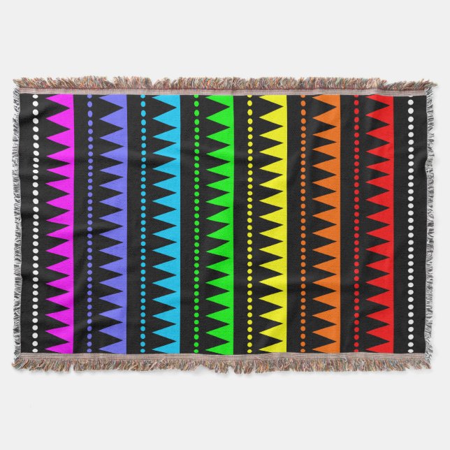 Aztec Mountains - Rainbow 02 Throw Blanket (Front)