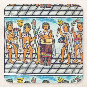 Aztec Musicians as Depicted in 16th Century Square Paper Coaster