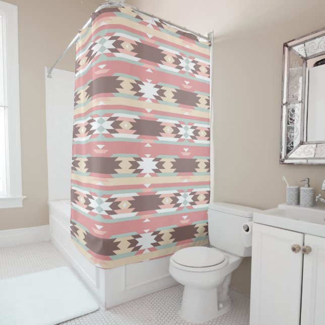 Aztec Native American Design Shower Curtain (In Situ)