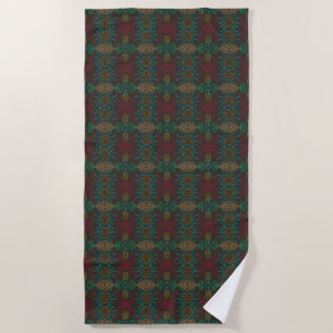 Aztec Native American Geometric Lined Pattern Art Beach Towel
