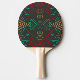 Aztec Native American Geometric Lined Pattern Art Ping Pong Paddle