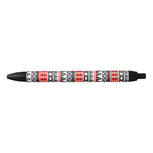 Aztec native pattern black ink pen