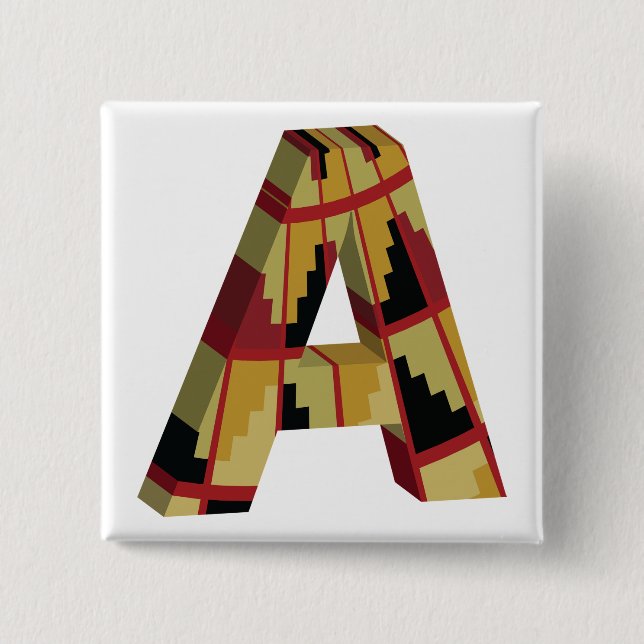 Aztec Navajo Pattern Letter A 15 Cm Square Badge (Front)