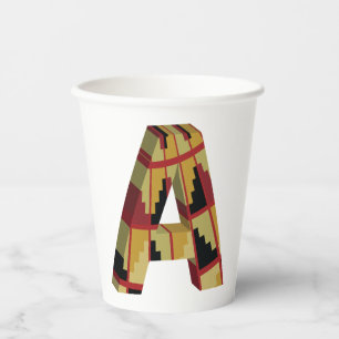 Aztec Navajo Pattern Letter A Paper Cups