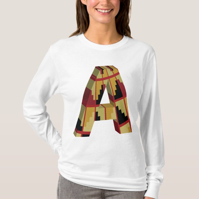 Aztec Navajo Pattern Letter A T-Shirt (Front)