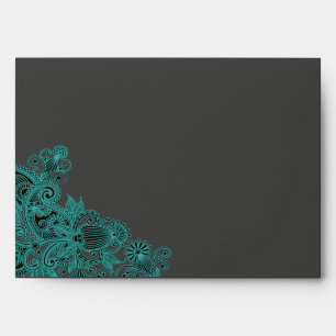 Aztec Paisley teal charcoal A7 Envelopes