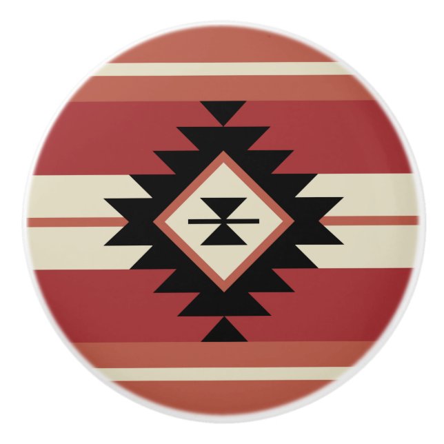 Aztec pattern ceramic knob (Front)