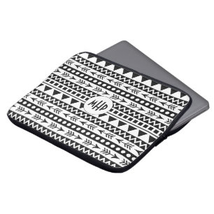 Aztec Pattern custom monogram laptop sleeves