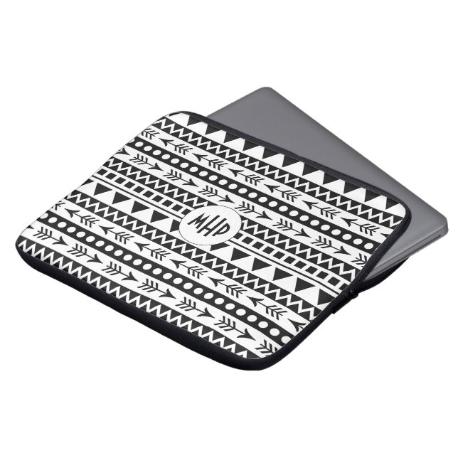 Aztec Pattern custom monogram laptop sleeves (Front Top)