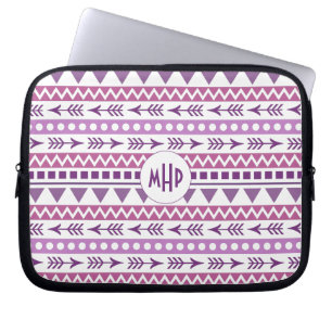 Aztec Pattern custom monogram laptop sleeves