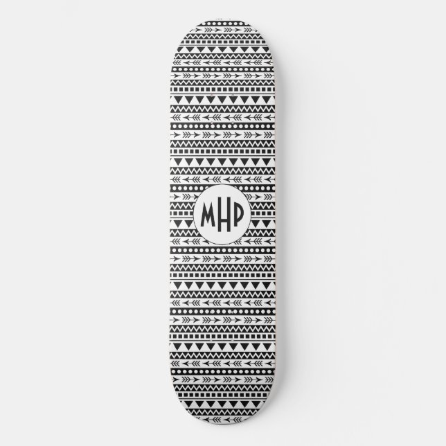 Aztec Pattern custom monogram skateboards (Front)