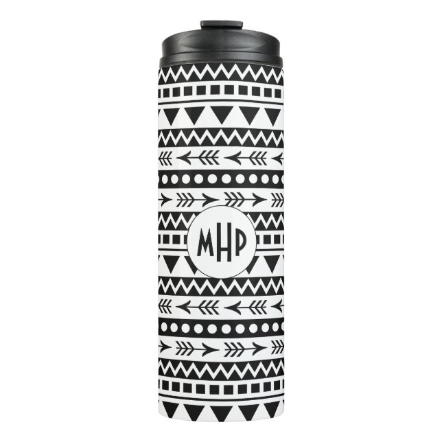 Aztec Pattern custom monogram tumbler (Front)