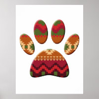 Aztec Pattern Dog Paw Art