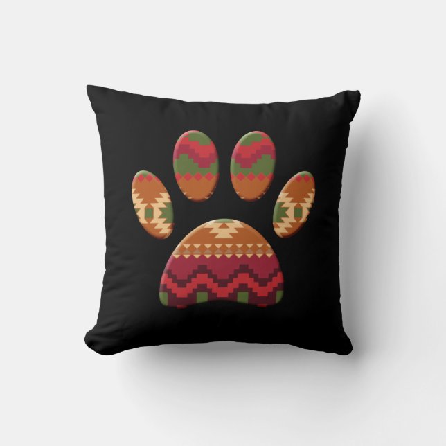 Aztec Pattern Dog Paw Cushion (Front)