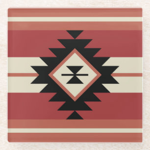 Aztec pattern glass coaster