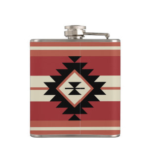 Aztec pattern hip flask
