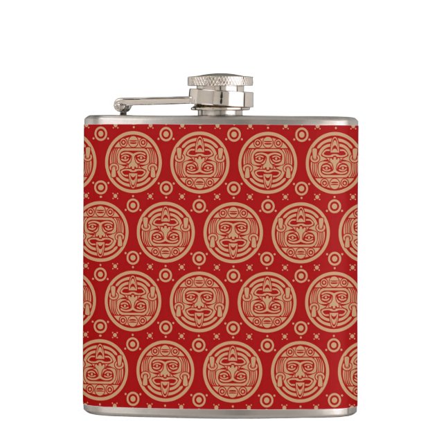 Aztec Pattern Hip Flask (Front)