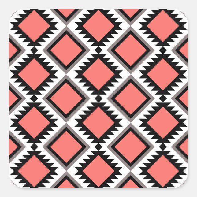 Aztec pattern square sticker (Front)