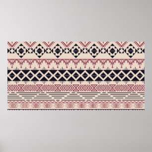 Aztec pattern. Vintage tribal background Poster