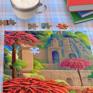 Aztec Poinsettias #2 Jigsaw Puzzle
