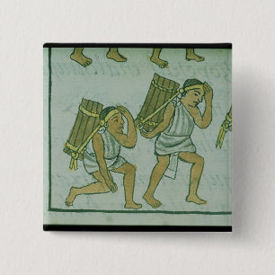 Aztec porters, from the 'Florentine Codex' 15 Cm Square Badge