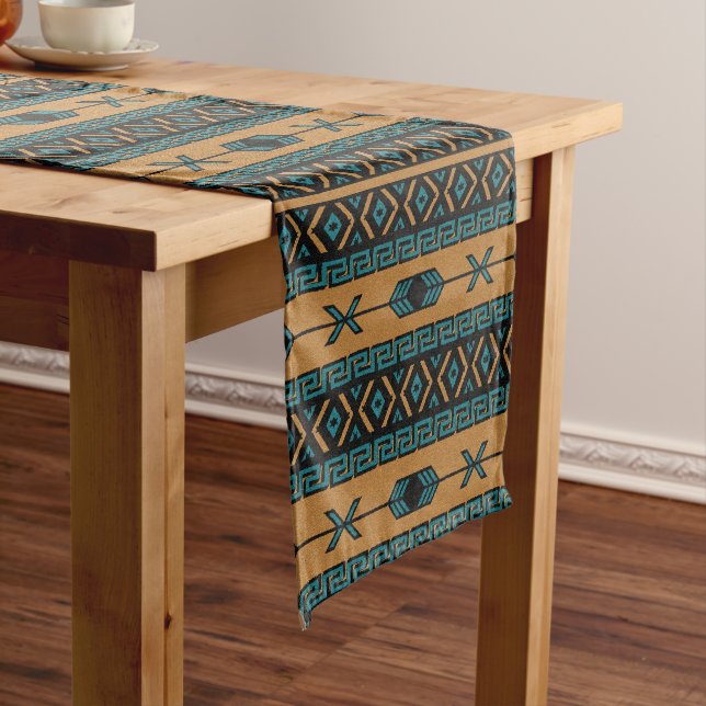 Aztec Print Southwest Design Short Table Runner (In Situ)