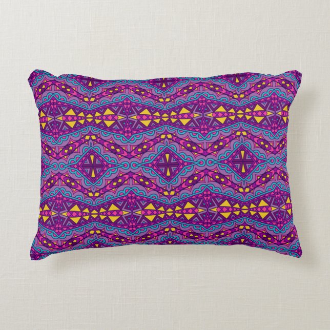 Aztec Purple Pattern Decorative Cushion (Front)