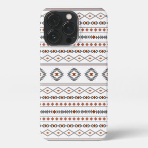 Aztec Reds Greys White Mixed Motifs Pattern iPhone 13 Pro Case
