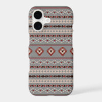 Aztec Rust Cream Brown Gray Mixed Motifs Pattern