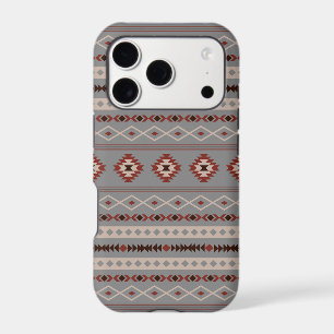 Aztec Rust Cream Brown Gray Mixed Motifs Pattern