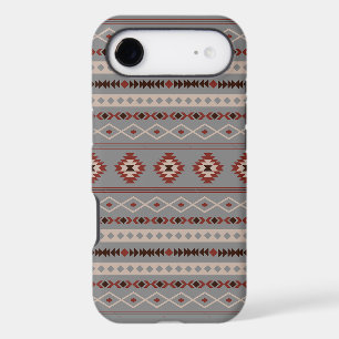 Aztec Rust Cream Brown Gray Mixed Motifs Pattern