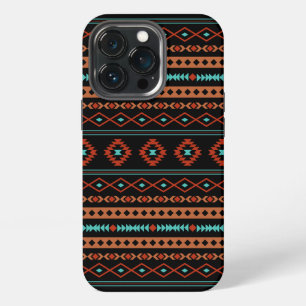 Aztec Rusts Teal Black Mixed Motifs Pattern iPhone 13 Pro Case