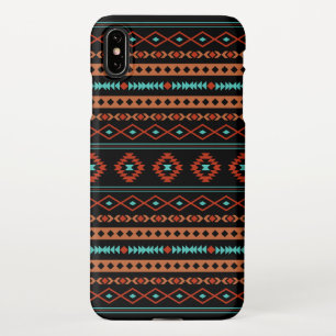 Aztec Rusts Teal Black Mixed Motifs Pattern iPhone XS Max Case