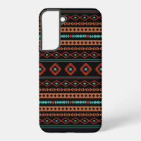 Aztec Rusts Teal Black Mixed Motifs Pattern
