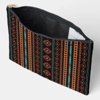 Aztec Rusts Teal Black Mixed Motifs V Pattern