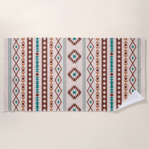 Aztec Rusts Teal Cream Mixed Motifs Pattern Beach Towel