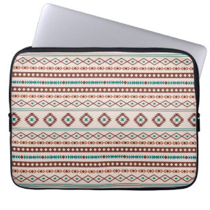 Aztec Rusts Teal Cream Mixed Motifs Pattern Laptop Sleeve