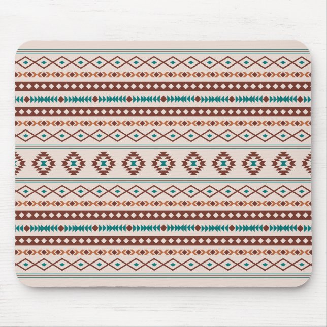 Aztec Rusts Teal Cream Mixed Motifs Pattern Mouse Pad (Front)