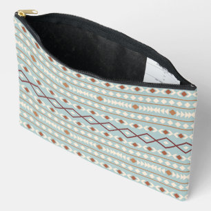 Aztec Shapes Big Pattern Rusts Cream Teal-Blue Accessory Pouch