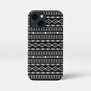 Aztec Shapes Pattern Grey White Black iPhone 13 Mini Case