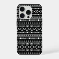 Aztec Shapes Pattern Grey White Black