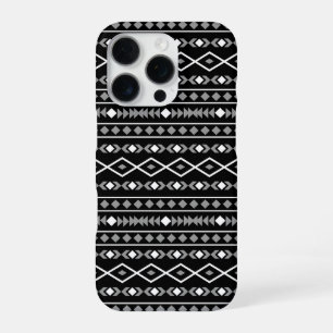 Aztec Shapes Pattern Grey White Black iPhone 16 Pro Case