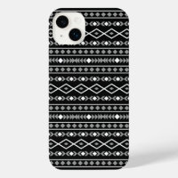 Aztec Shapes Pattern Grey White Black
