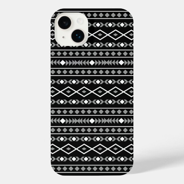 Aztec Shapes Pattern Grey White Black iPhone Case (Back)