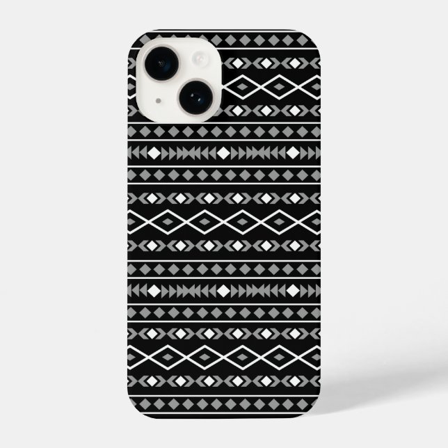 Aztec Shapes Pattern Grey White Black iPhone Case (Back)