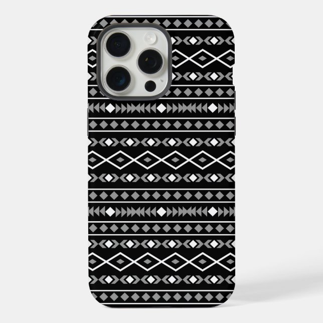 Aztec Shapes Pattern Grey White Black iPhone Case (Back)