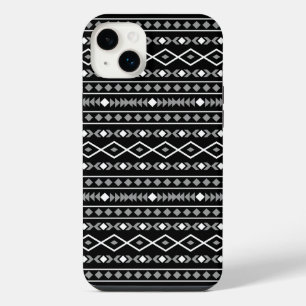 Aztec Shapes Pattern Grey White Black iPhone 14 Plus Case