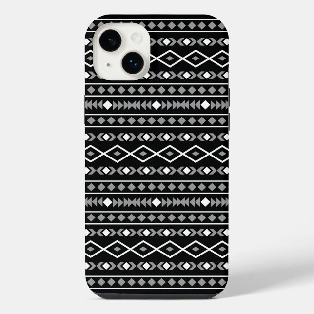 Aztec Shapes Pattern Grey White Black iPhone Case (Back)