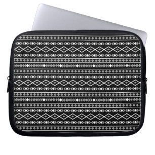 Aztec Shapes Pattern Grey White Black Laptop Sleeve